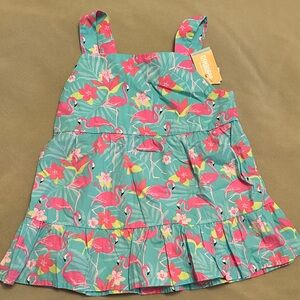 Gymboree Teal Flamingo Dress with Ruffle Hem